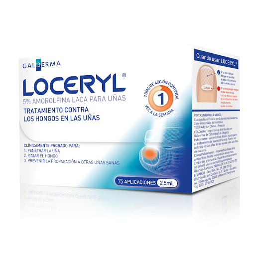 Loceryl 5% Amorolfina Laca para Uñas 75 Aplicaciones 2.5 ML Galderma