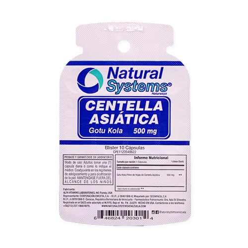 Centella Asiatica 500MG Blisterx10 Natural Systems