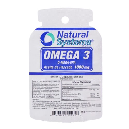 Omega 3 Blister x 10 Caps Natural Systems