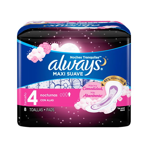 Toallas Sanitarias Always Nocturna con Alas x 8 Unds P&g