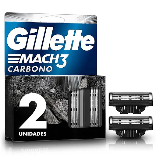 Cartuchos Gillette Mach3 Carbono x 2Unid P G