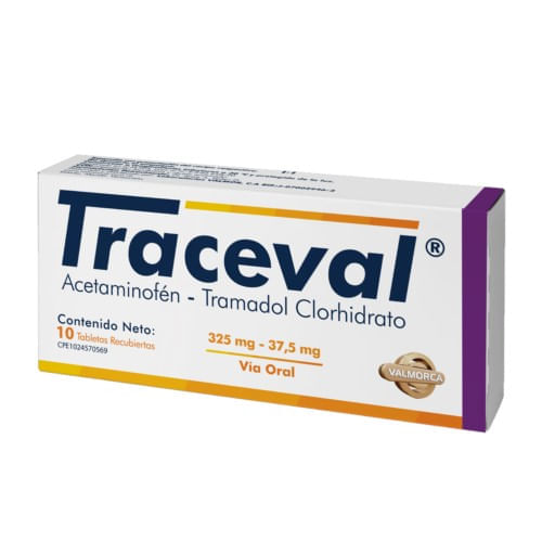 Traceval x 10 Tab Acetaminofen- Tramadol Clorhidrato Valmorc