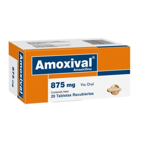 Amoxival 875MG x 20 Tabletas Valmorca