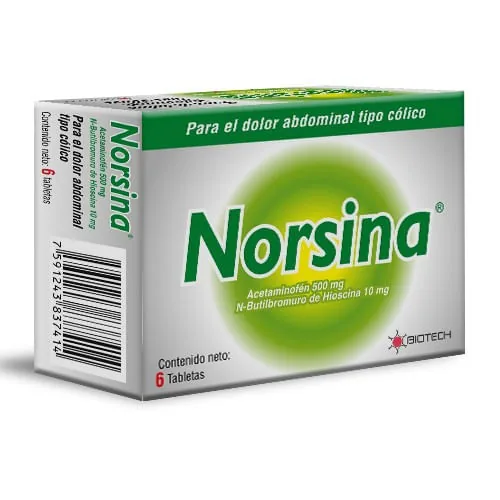 Norsina x 6 Tab Acetaminofen - N-bultibromuro Biotech