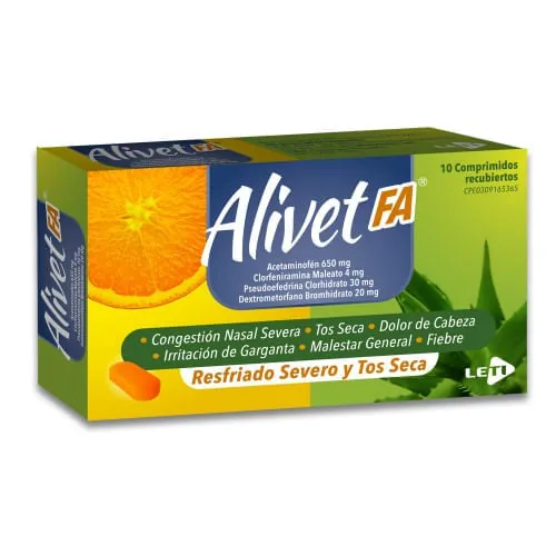 Alivet Fa 650MG/4MG/30MG/20MG x 10 Compr