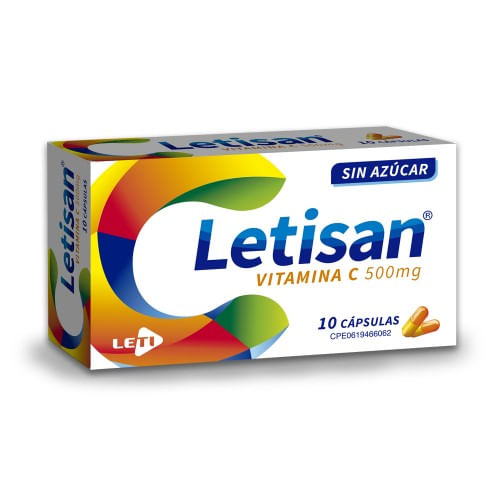 Letisan Cap sin Azucar 500 MG x 10 Cap Vitamna C Leti