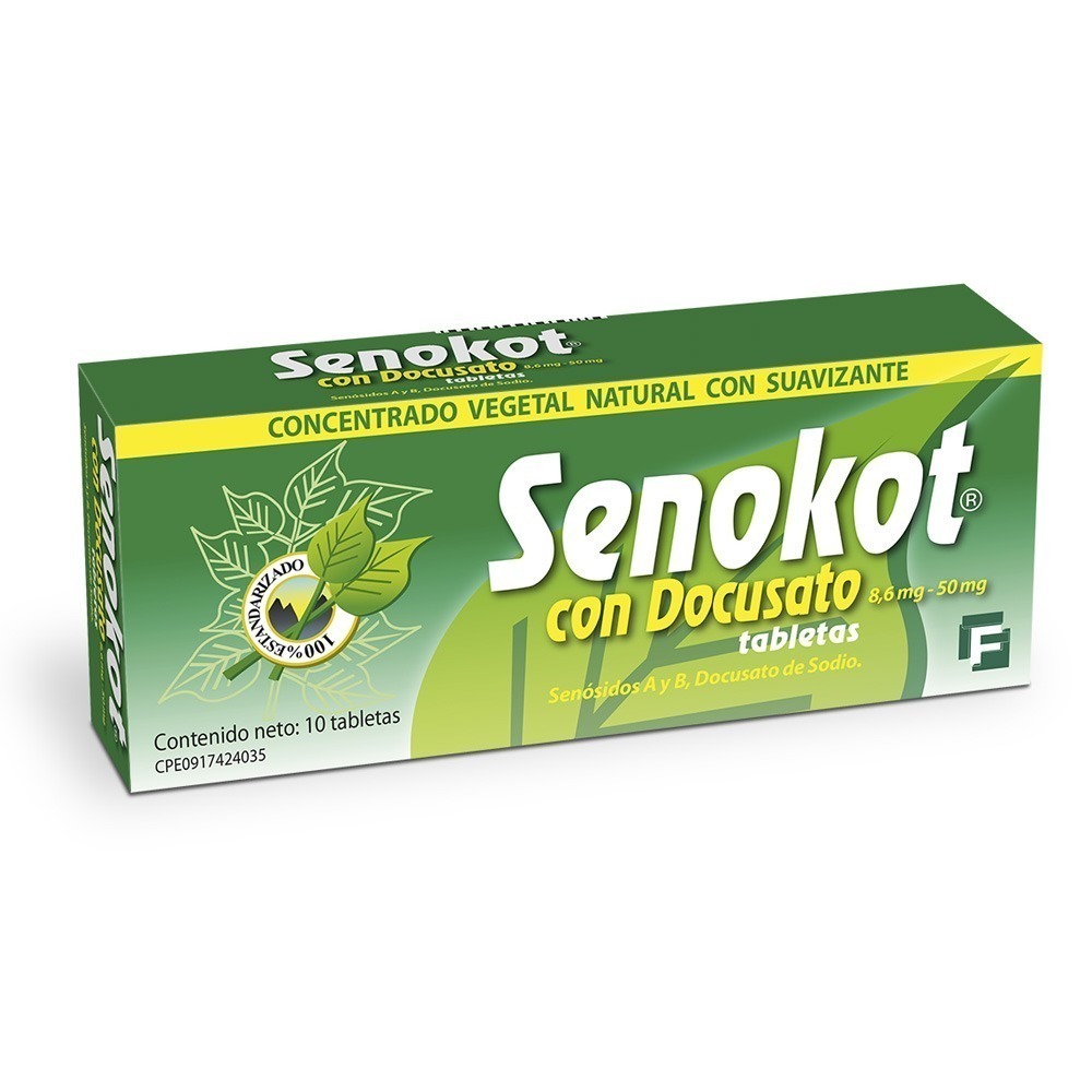 Senokot con Docusato 8.6MG-50MG x 10 Tabletas Farma