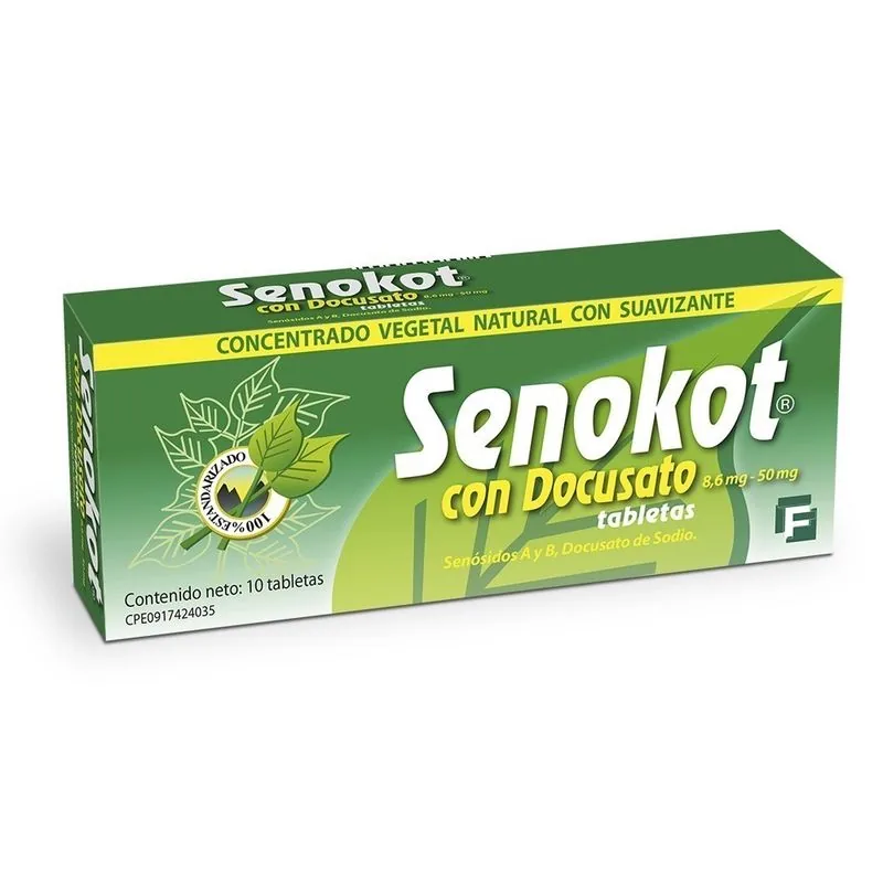Senokot con Docusato 8.6MG-50MG x 10 Tabletas Farma