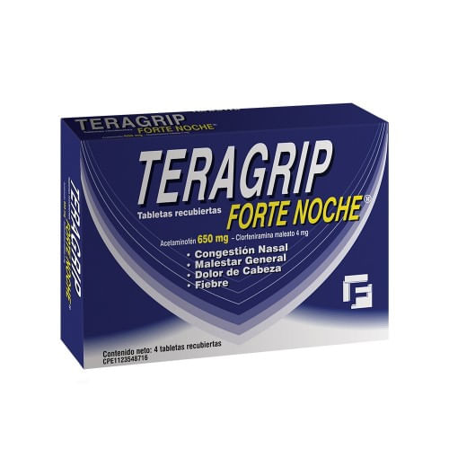 Teragrip Forte Noche Acetaminofen-clorferamina x 4 Tab Farma