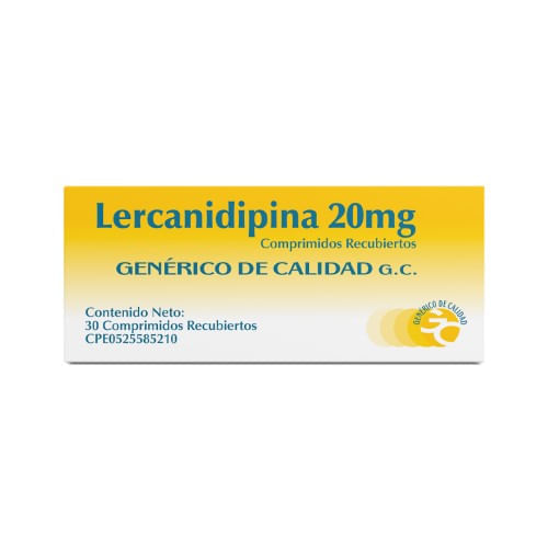 Lercadipina 20MG x 30 Tab Gericos de Calidad