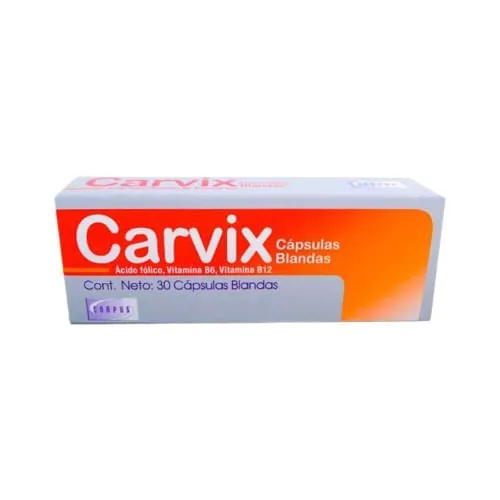 Carvix x 30 Cap Corpus Acido Folico, Vitamina B6 y Vitamina