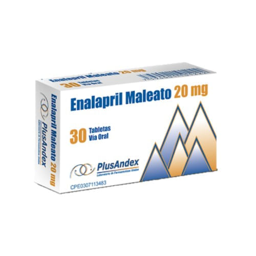 Enalapril Maleato 20MG 30Tabletas Plusandex