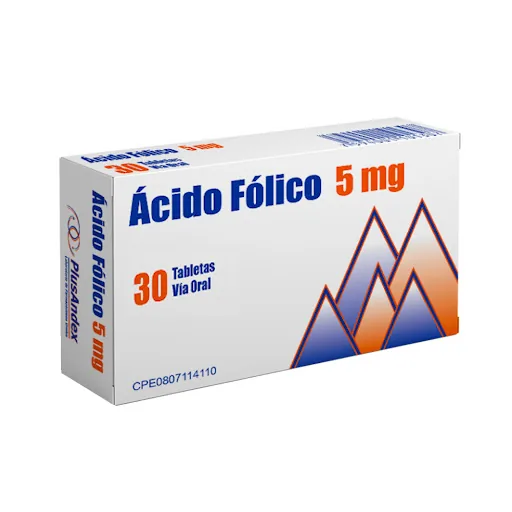 Acido Folico 5MG x 30 Tabletas Plusandex