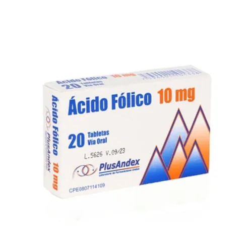 Acido Folico Tab 10MG x 20 Plusandex