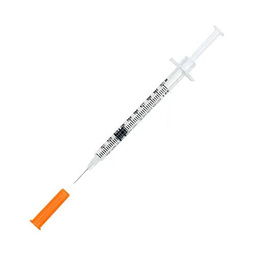 Jeringa de Insulina 1 ML Aguja 30 G x 1/2" Tapa Naranja