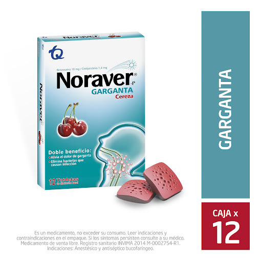 Noraver Cereza Blister x 2 Tab Disolucion Bucal Tecnoquimicas / Front