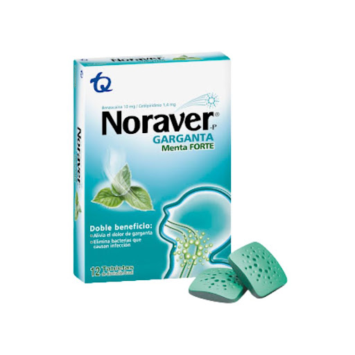 Noraver 10MG/1.4MG Menta x 2 Tab Mast Tecnoquimicas / Front