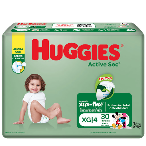 Pañales Huggies Talla Xg Active Sec Xtra-flex Paq x 30 Unds Dimassi