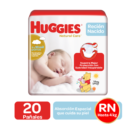 Pañal Huggies Recien Nacido Natural Care Talla 0-Rn x 20 Unidades