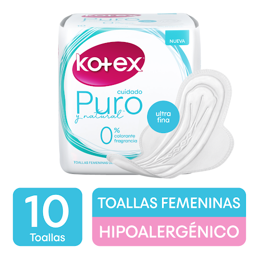 Kotex Toallas Sanitarias Puro y Natural x 10 Unds Dimassi