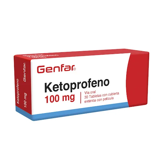 Ketoprofeno 100MG x 10 Tabletas Genfar Front