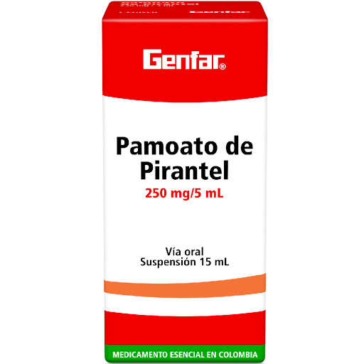Pamoato de Pirantel 250MG/5ML Suspension 15ML Genfar / Front