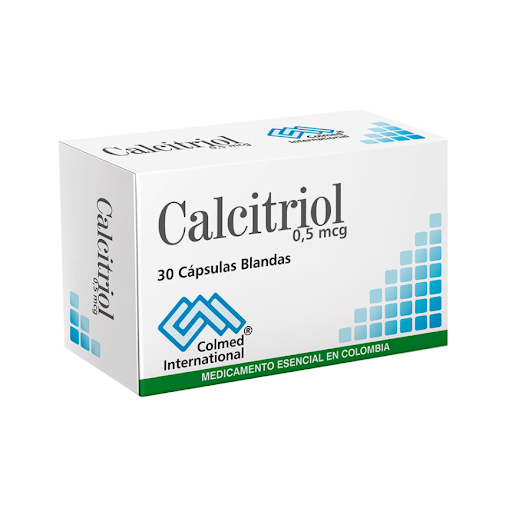 Calcitriol 0.5MCG Blister x 10 Capsulas Blandas Colmed International / Front
