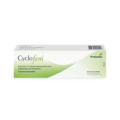 Cyclofem 25MG/5MG Susp Iny I.m Jeringa Prellenada x 0.5ML Profamilia / Front