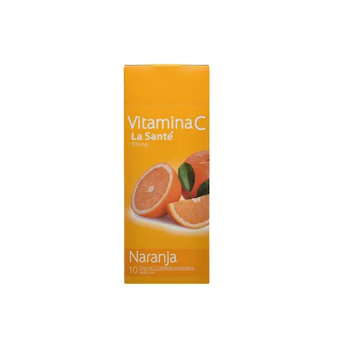 Vitamina C Naranja 500MG Blister x 10 Tabletas Masticables la Sante