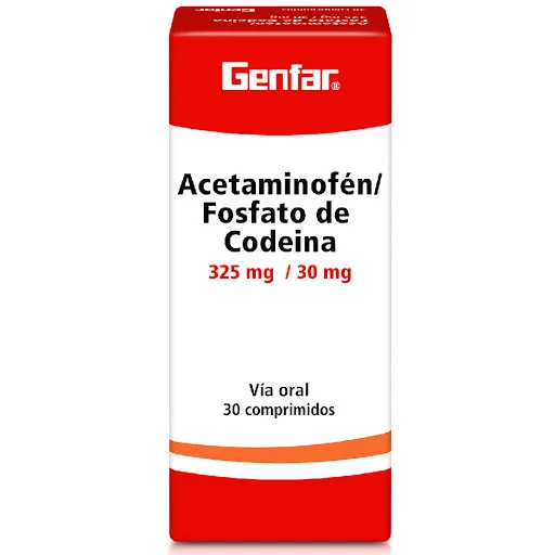 Acetaminofen Fosfato de Codeina 325MG 30MG x 30 Comprimidos Genfar Front