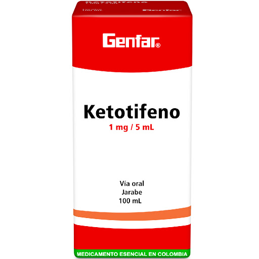 Ketotifeno 1MG/5ML Jarabe Pediatrico Sabor Fresa x 100ML Mk / Fronte