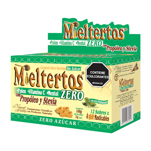 Mieltertos Zero Sobre x 4 Caramelos Masticables Natural Freshly / Front