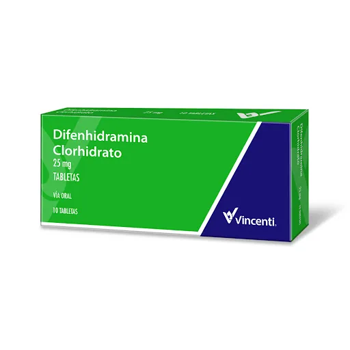 Difenhidramina Clorhidrato 25MG x 10 Tabletas Vincenti